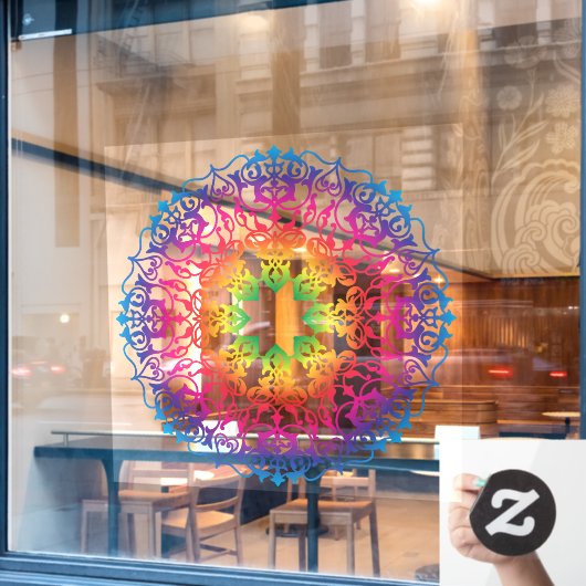 Mandala Oriental Flower Yoga Art Raamsticker (Cafe Raam)