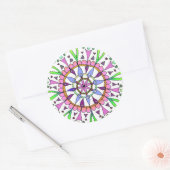 Mandala Originele Tekening met Digitale Kleuring Ronde Sticker (Envelop)