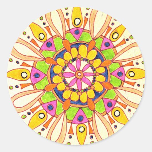 Mandala Originele tekening Ronde Sticker (Voorkant)