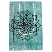 Mandala over blauw ouder hout medium cadeauzakje (Achterkant)