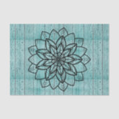 Mandala over blauw ouder hout tissuepapier (Voorkant)