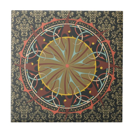 Mandala over dameskast Boho Bohemian retro Tegeltje (Voorkant)