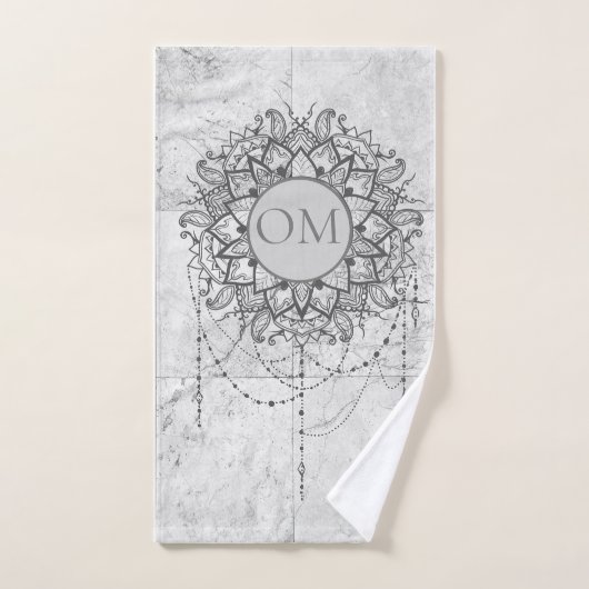 Mandala over de Silver Marble Bath Towel Set Bad Handdoek (Handdoek)