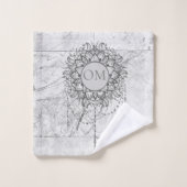 Mandala over de Silver Marble Bath Towel Set Bad Handdoek (Wasdoekje)