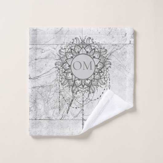 Mandala over de Silver Marble Bath Towel Set Bad Handdoek (Wasdoekje)