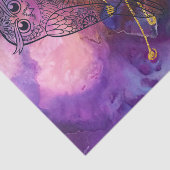Mandala owl faux golden branch op paarse blauwgroe tissuepapier (Detail)