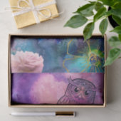 Mandala owl faux golden branch op paarse blauwgroe tissuepapier (Geschenk)