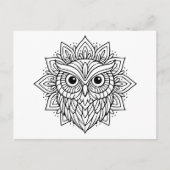 Mandala Owl Head Line Art Briefkaart (Voorkant)