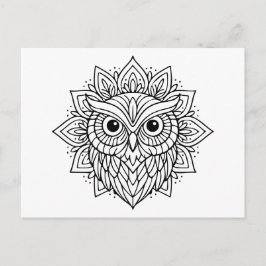 Mandala Owl Head Line Art Briefkaart