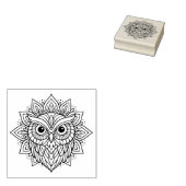 Mandala Owl Head Line Art Rubberstempel (Gestempeld)