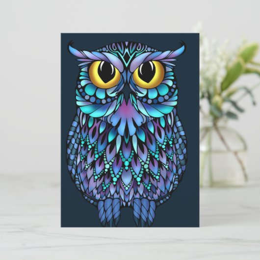 Mandala Owl Kaart (Staand voorkant)