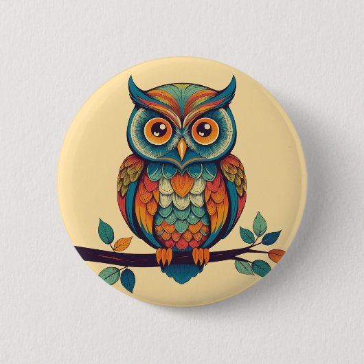 Mandala Owl King Ronde Button 5,7 Cm (Voorkant)