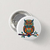 Mandala Owl Ronde Button 3,2 Cm (Voorkant /achterkant)