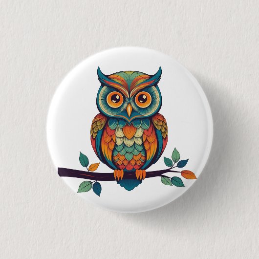 Mandala Owl Ronde Button 3,2 Cm (Voorkant)