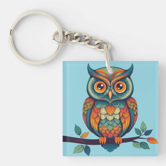 Mandala Owl Sleutelhanger (voorkant)