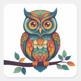 Mandala Owl Vierkante Sticker