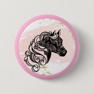 Mandala Paard Gehoord Ronde Button 5,7 Cm