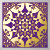 Mandala Paars Gold Snowflake Illustratie Folie Afdrukken (Voorkant)