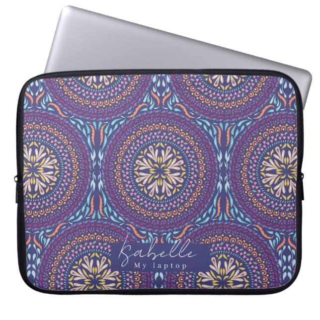 Mandala Paars Laptop Sleeve (Voorkant)