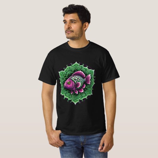 Mandala Paarse vis 1 T-shirt (Voorkant volledig)