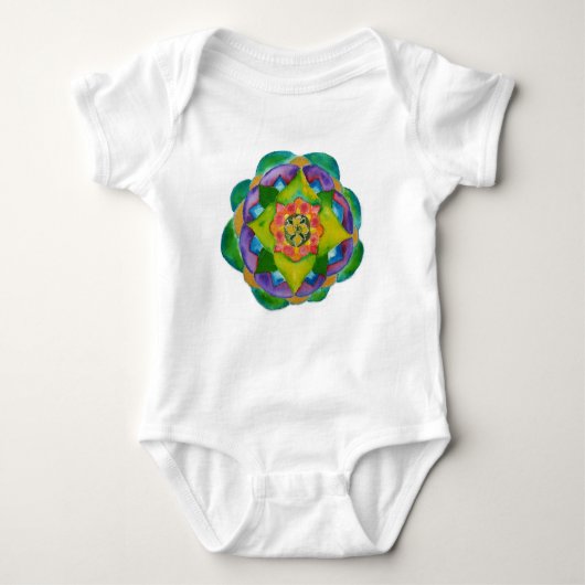 Mandala Painting Baby Creeper, wit Romper (Voorkant)