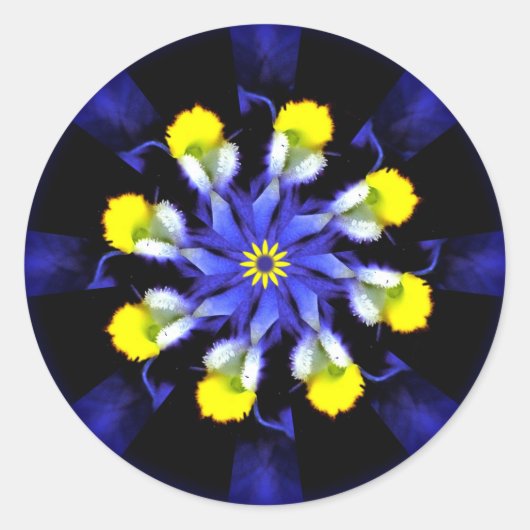 Mandala Pansy Blauwe & Gele Stickers (Voorkant)