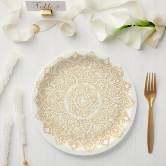 Mandala papier bord goud (Huwelijk)