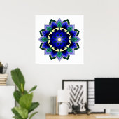Mandala-patroon 02 in donkerblauw poster (Thuiskantoor)