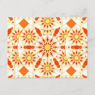 Mandala patroon, baksteenrood, roest, goud briefkaart