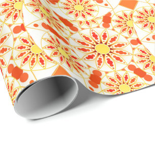 Mandala patroon, baksteenrood, roest, goud cadeaupapier