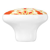 Mandala patroon, baksteenrood, roest, goud keramische knop (Zijkant)