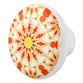 Mandala patroon, baksteenrood, roest, goud keramische knop (Rechts)