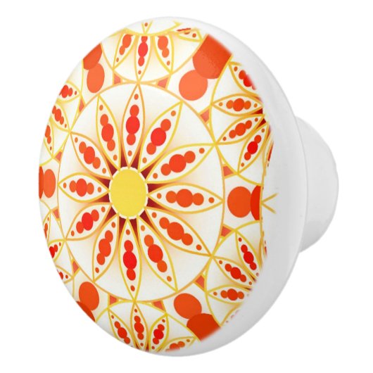 Mandala patroon, baksteenrood, roest, goud keramische knop (Rechts)