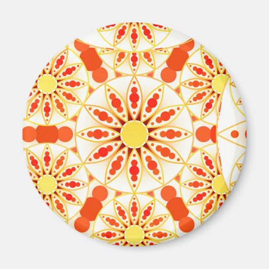 Mandala patroon, baksteenrood, roest, goud magneet (Voorkant)