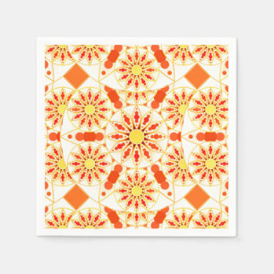 Mandala patroon, baksteenrood, roest, goud servet