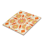 Mandala patroon, baksteenrood, roest, goud tegeltje (Zijkant)