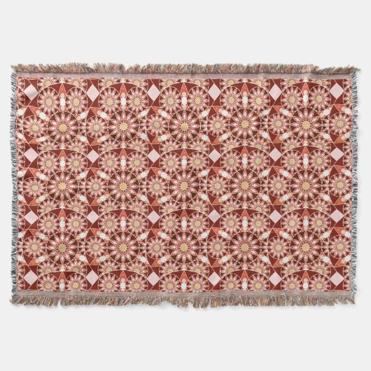Mandala patroon, bruin, roest, lichtbruin, beige deken (Voorkant)