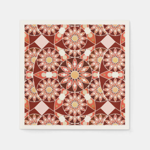 Mandala patroon, bruin, roest, lichtbruin, beige servetten