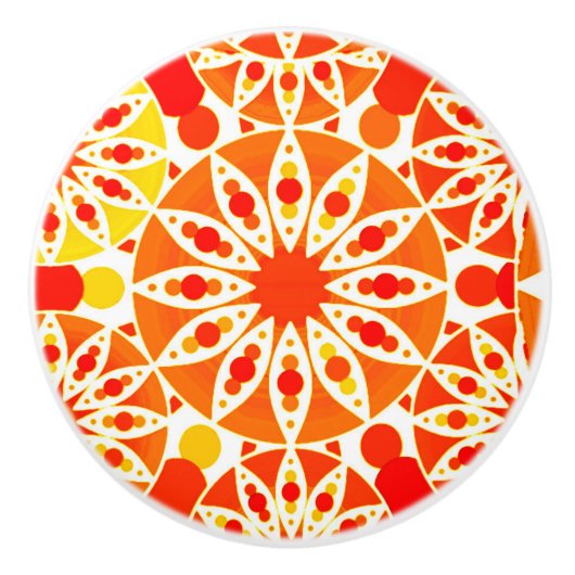 Mandala patroon, Coral Oranje en Gold Keramische Knop (Voorkant)