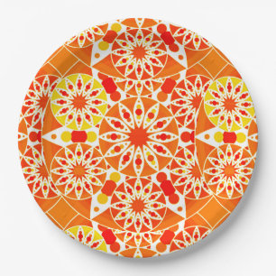 Mandala patroon, Coral Oranje en Gold Papieren Bordje
