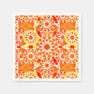 Mandala patroon, Coral Oranje en Gold Servetten