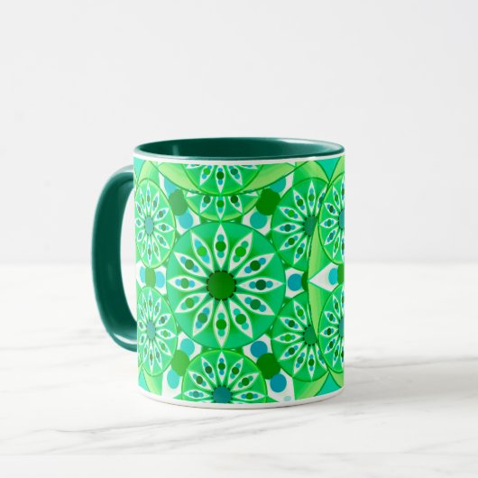 Mandala patroon, Emerald green en pauock Mok (Voorkant links)