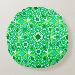 Mandala patroon, Emerald green en pauock Rond Kussen