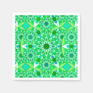 Mandala patroon, Emerald green en pauock Servetten