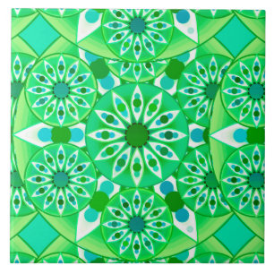Mandala patroon, Emerald green en pauock Tegeltje