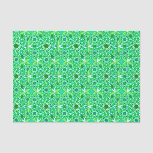 Mandala patroon, Emerald green en pauock Tissuepapier (Voorkant)