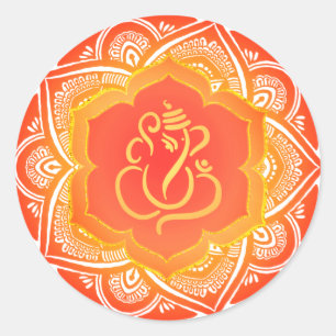 Mandala Patroon Feestelijke Ganesh / Indiase God Ronde Sticker