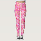 Mandala patroon, fuchsia roze en koraal leggings (Voorkant)
