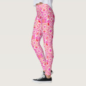 Mandala patroon, fuchsia roze en koraal leggings (Links)