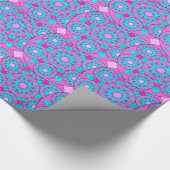Mandala patroon, fuchsia, roze & turquoise cadeaupapier (Hoek)